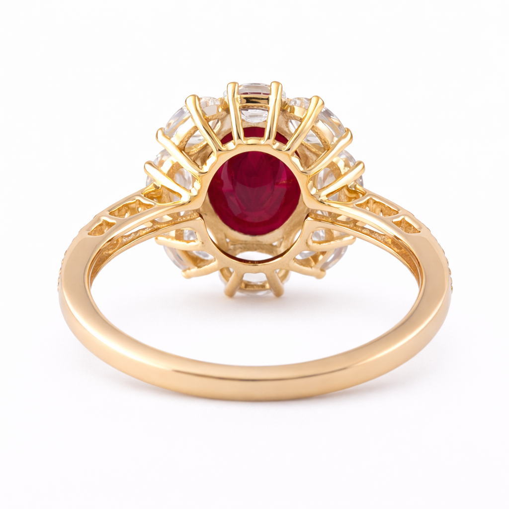 3.21 Ct Oval Ruby 9K Gold Ring