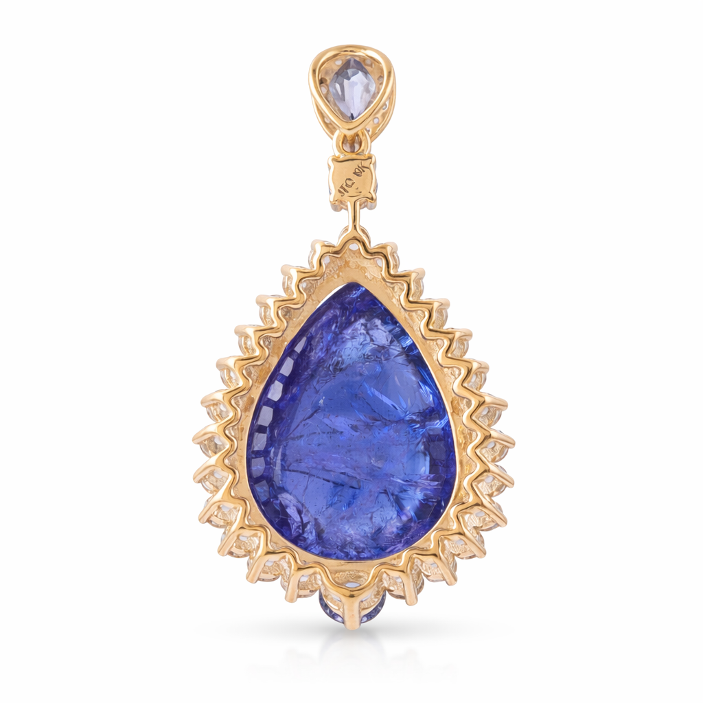 15.28 Ct Pear Tanzanite 9K Gold Pendant