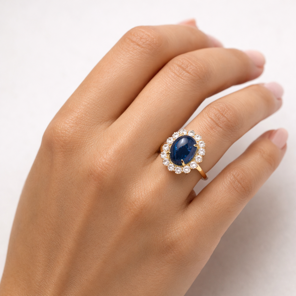 6.12 Ct Oval Sapphire 9K Gold Ring