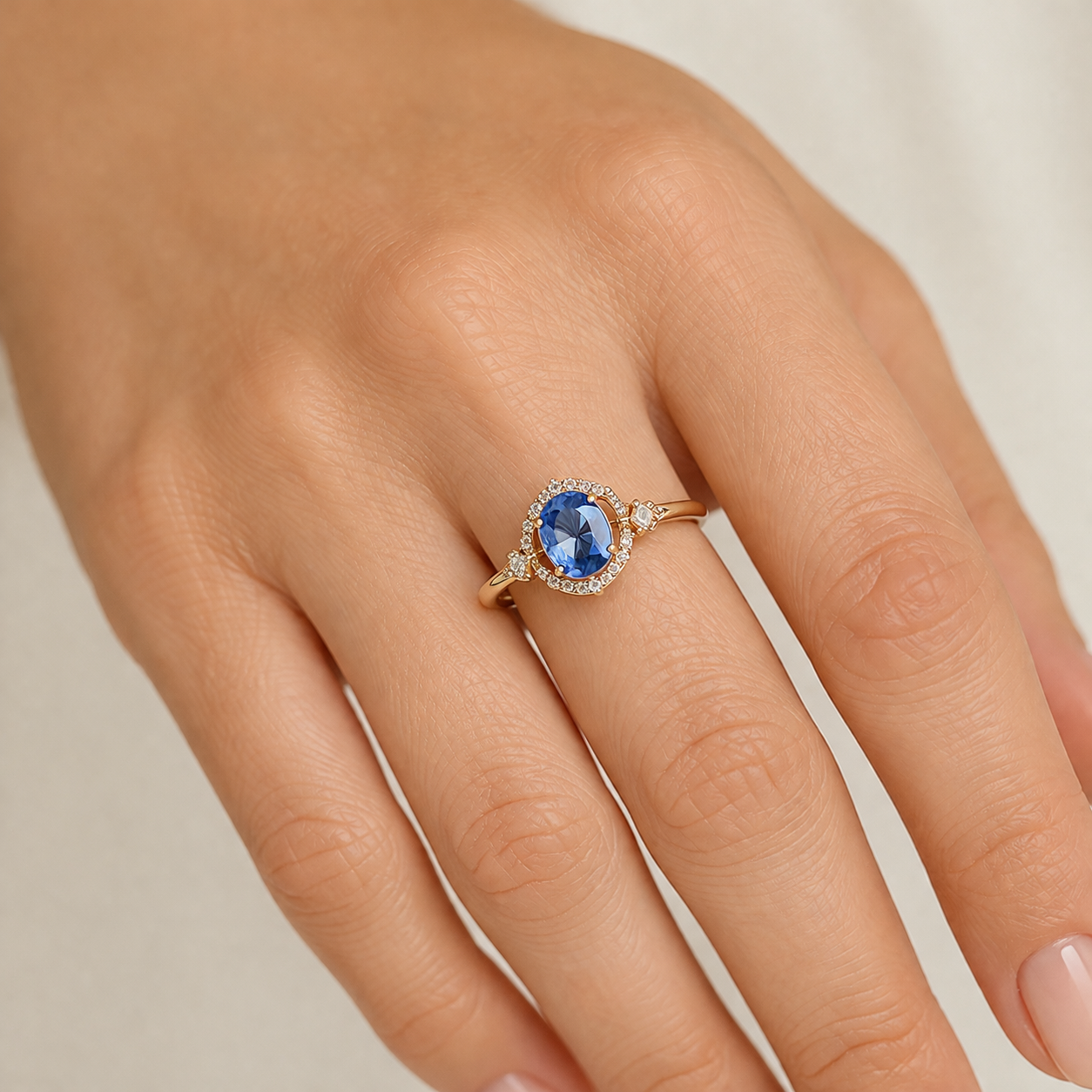 1.16 Ct Oval Sapphire 9K Gold Ring