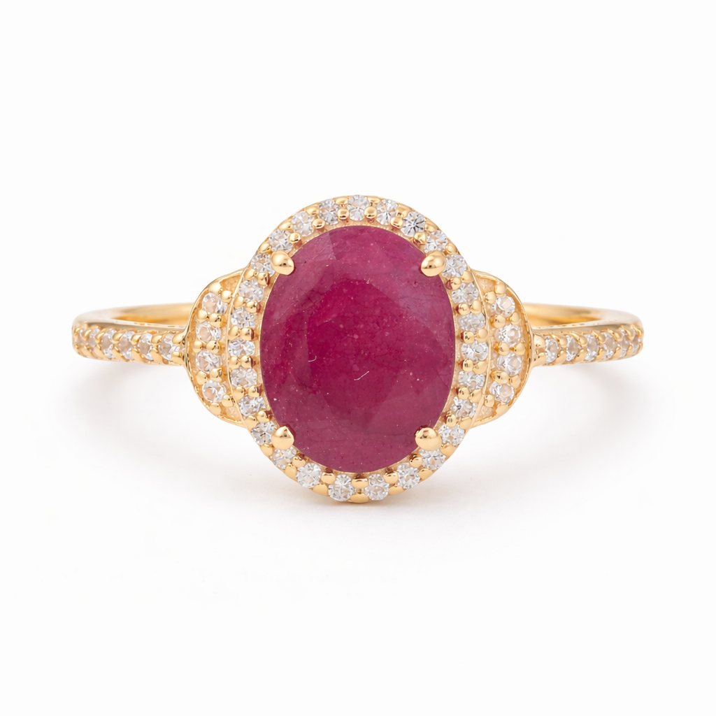 2.09 Ct Oval Ruby 9K Gold Ring