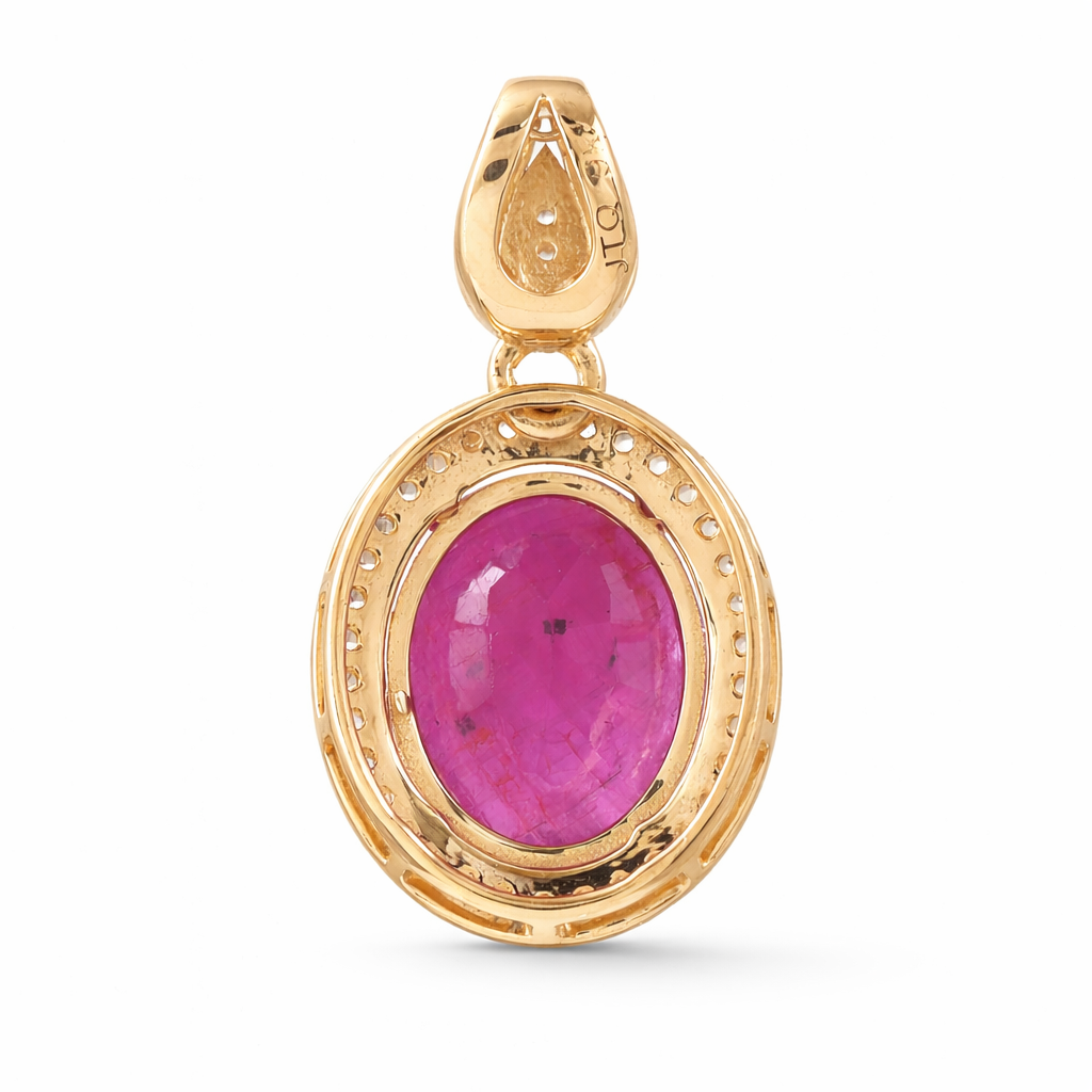 2.95 Ct Oval Ruby 9K Gold Pendant