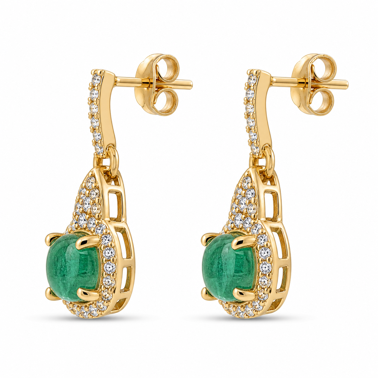 1.37 Ct Cushion Emerald 9K Gold Earrings