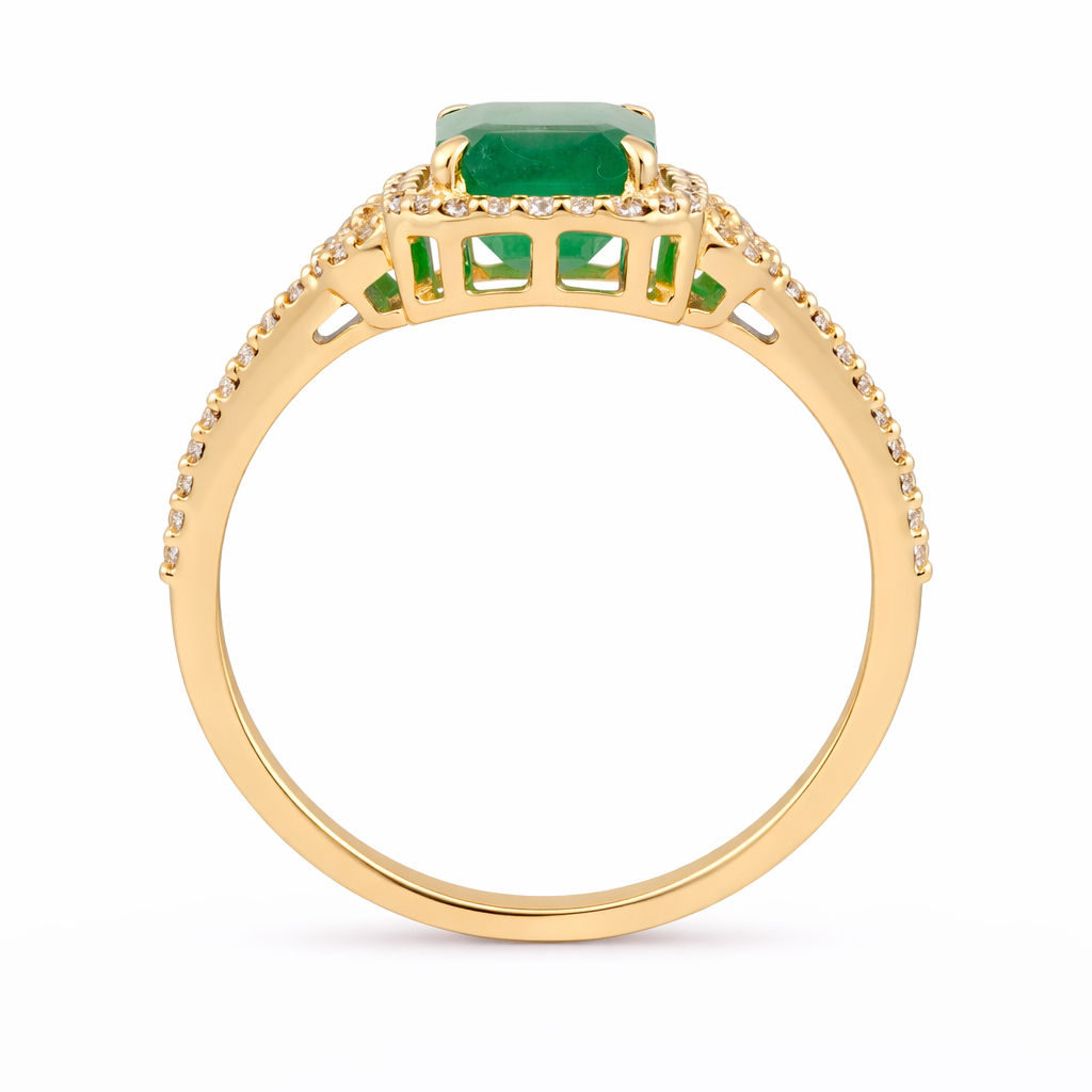 1.89 Ct Octagon Emerald 9K Gold Ring