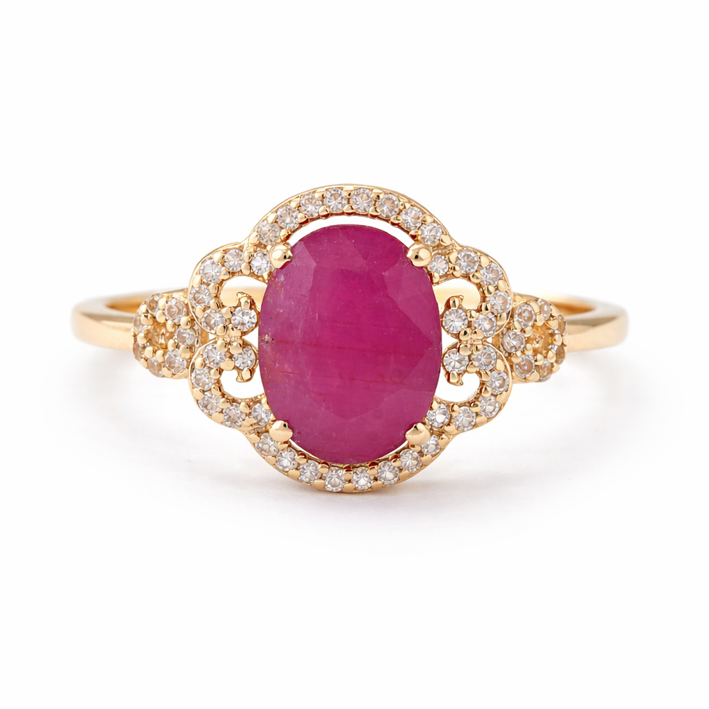 2.50 Ct Oval Ruby 9K Gold Ring