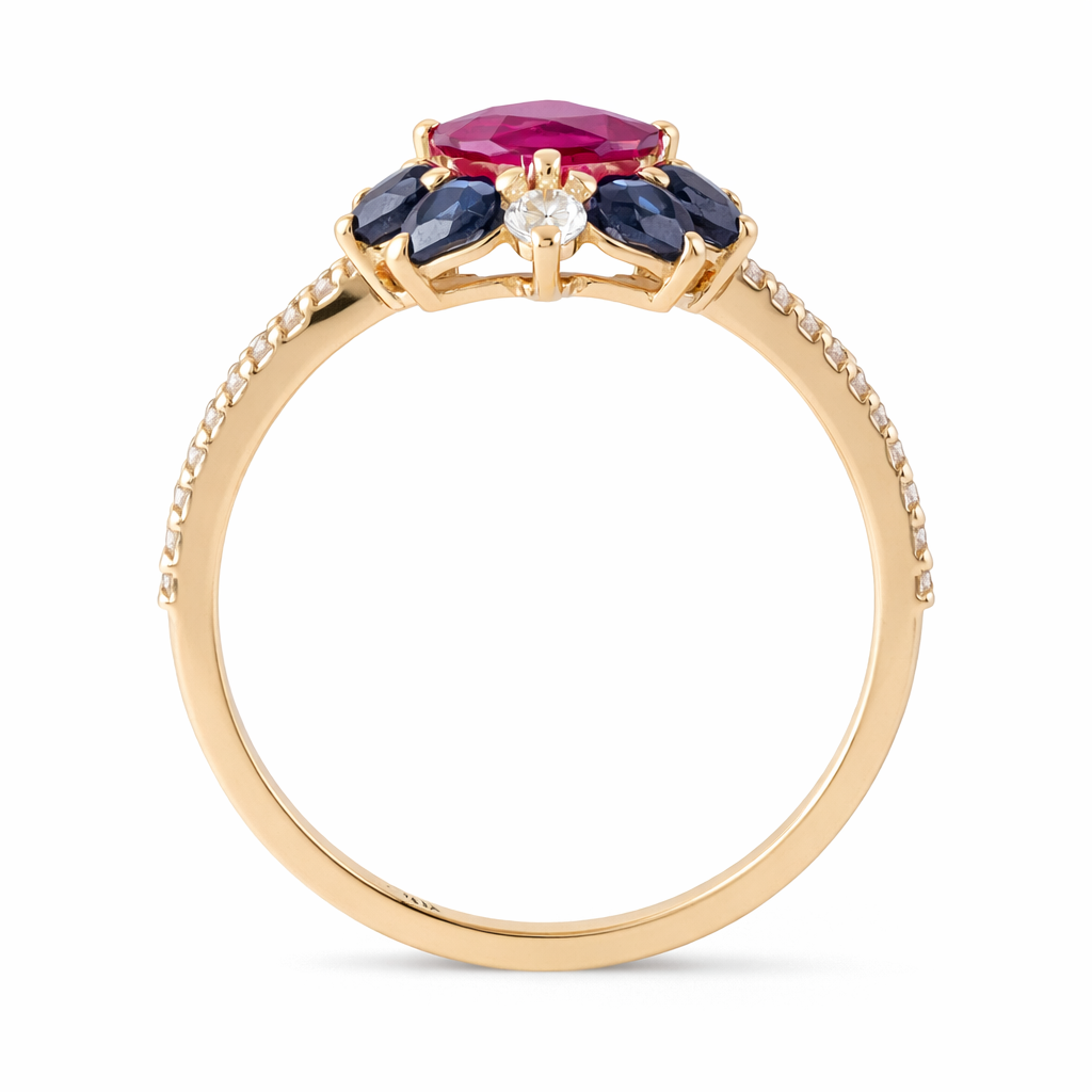 2.56 Ct Marquise Ruby 9K Gold Ring