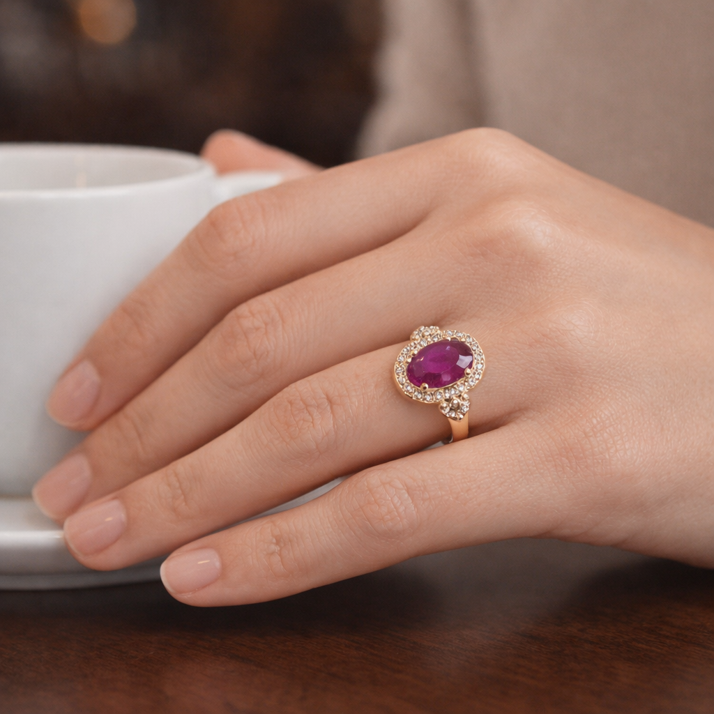 2.50 Ct Oval Ruby 9K Gold Ring