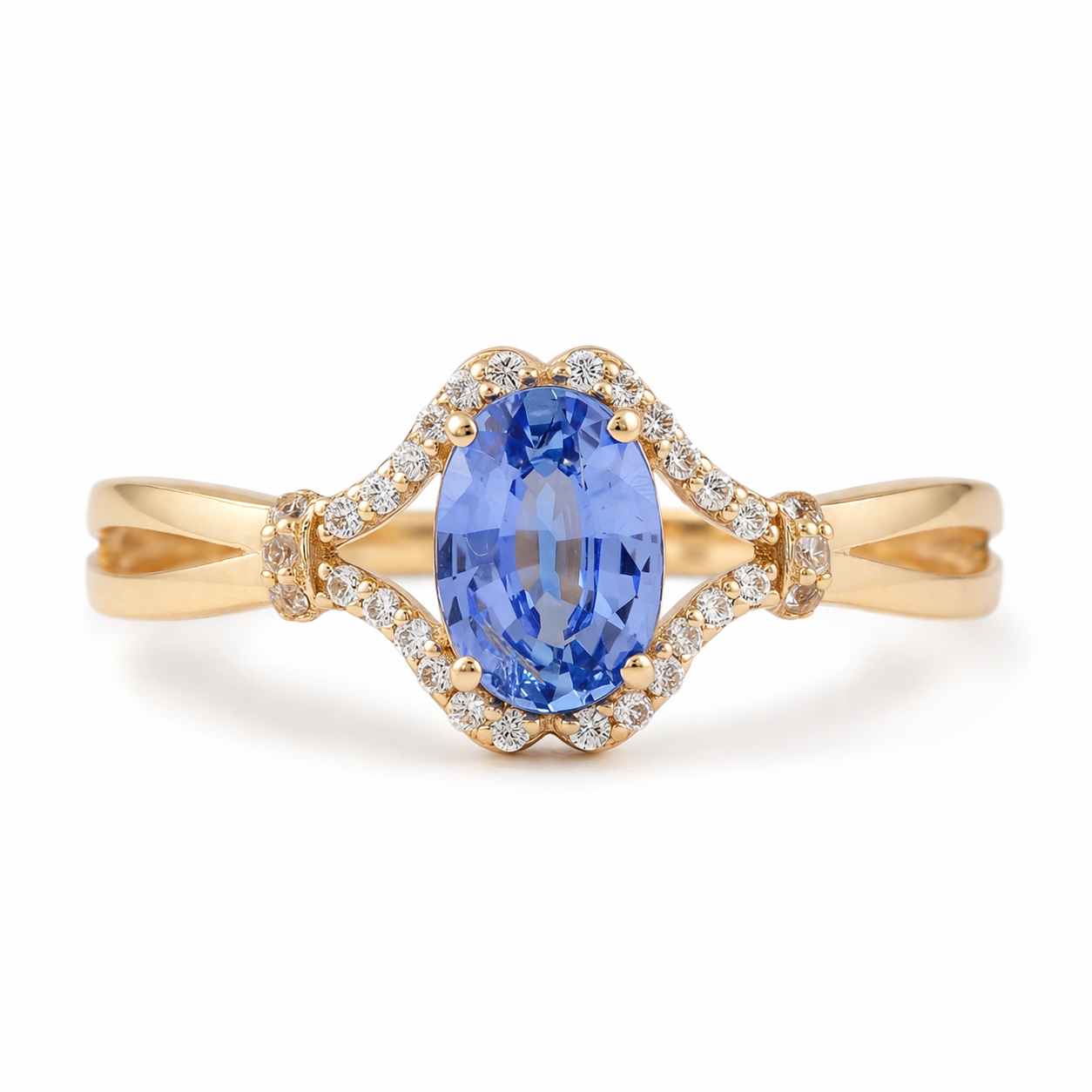1.16 Ct Oval Sapphire 9K Gold Ring