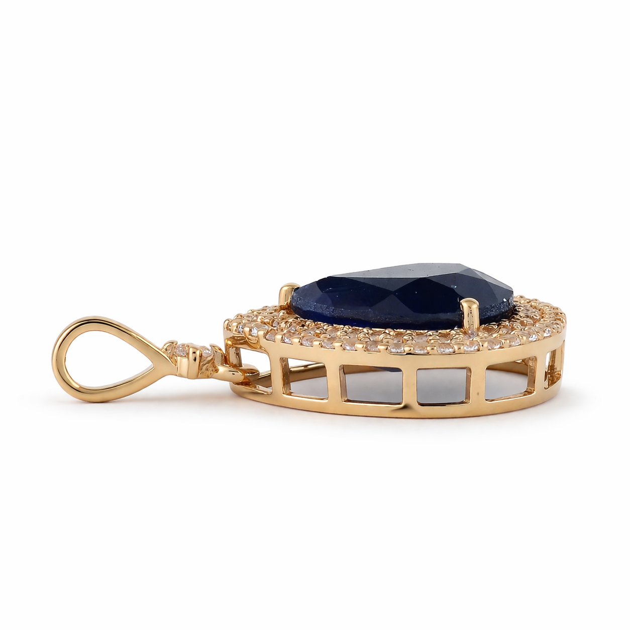 3.35 Ct Pear Sapphire 9K Gold Pendant