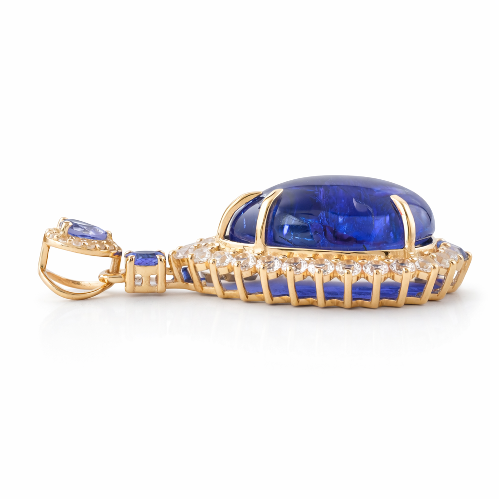 15.28 Ct Pear Tanzanite 9K Gold Pendant