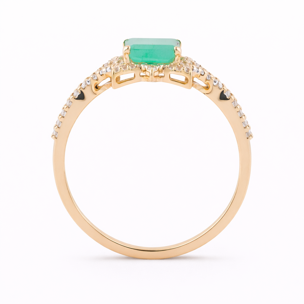 1.15 Ct Square Emerald 9K Gold Ring