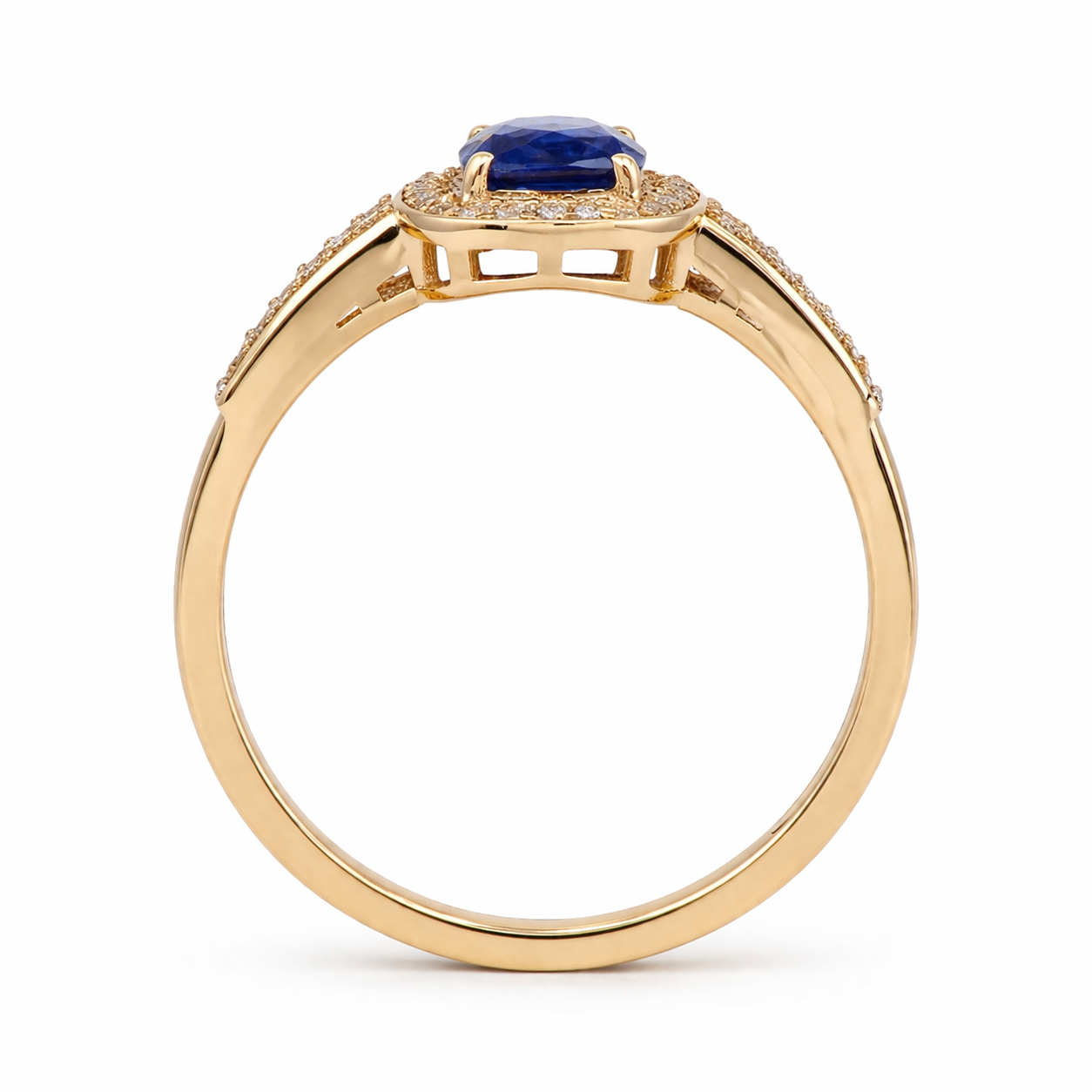 1.27 Ct Cushion Sapphire 9K Gold Ring