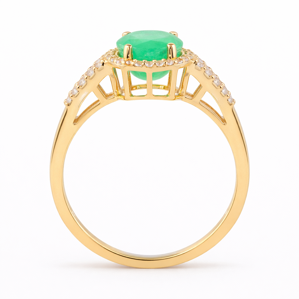 1.58 Ct Round Emerald 9K Gold Ring