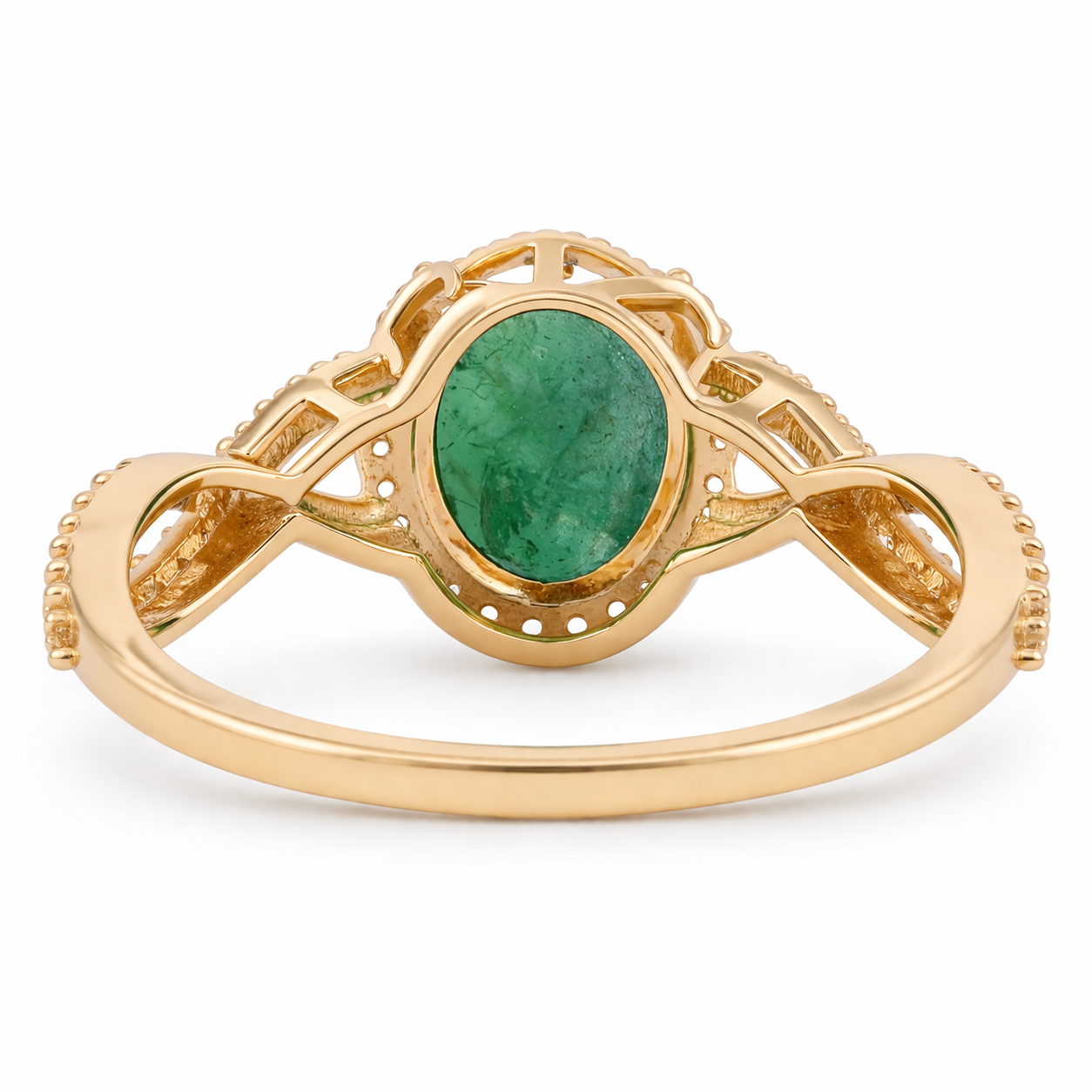 1.44 Ct Oval Emerald 9K Gold Ring