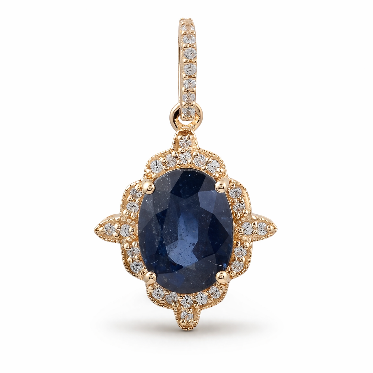 2.48 Ct Oval Sapphire 9K Gold Pendant