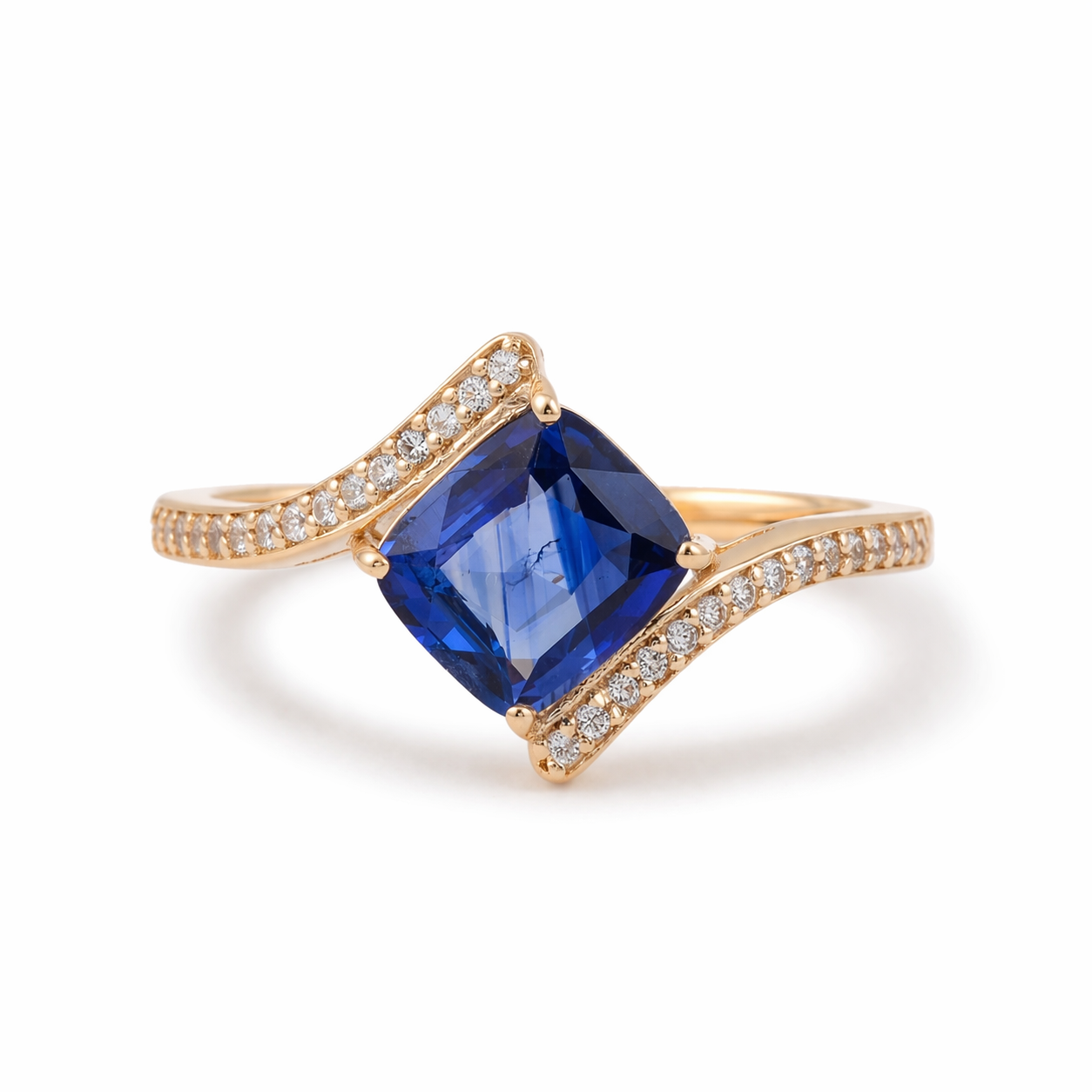 1.65 Ct Cushion Sapphire 9K Gold Ring