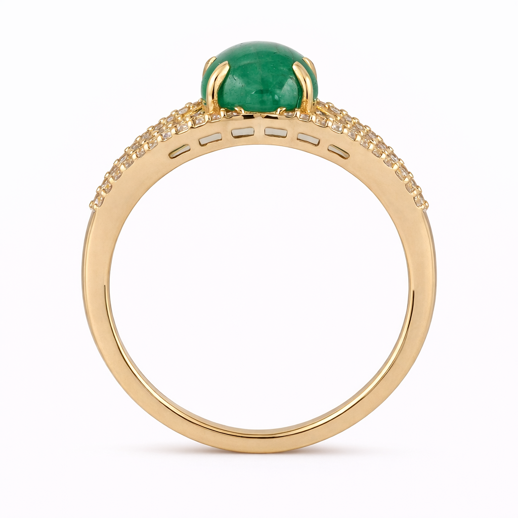 2.36 Ct Oval Emerald 9K Gold Ring
