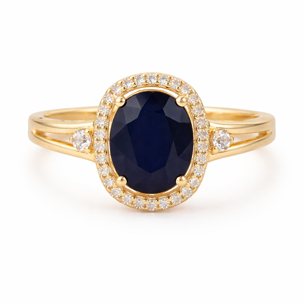 2.61 Ct Oval Sapphire 9K Gold Ring