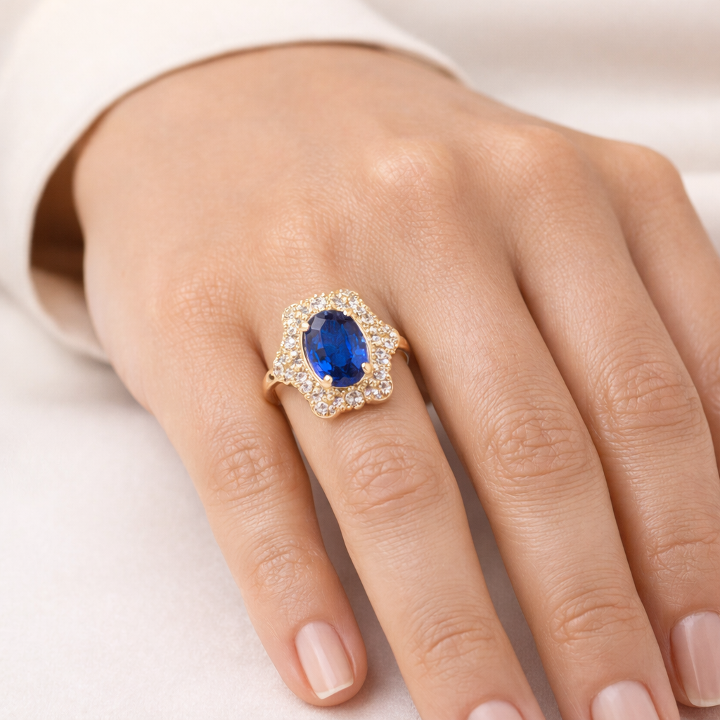 1.82 Ct Oval Sapphire 9K Gold Ring