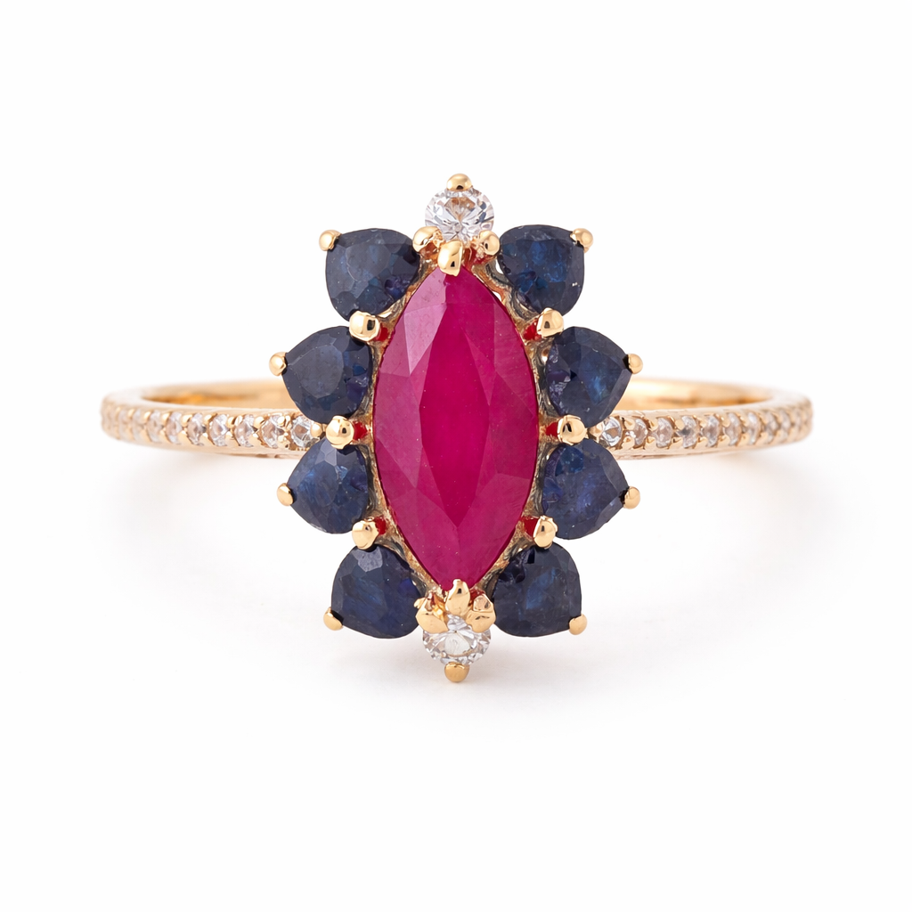 2.56 Ct Marquise Ruby 9K Gold Ring