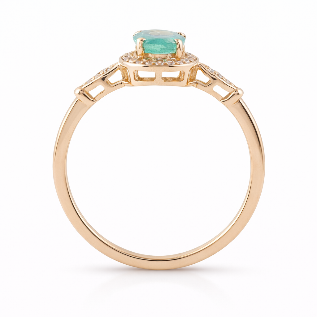 0.73 Ct Oval Emerald 9K Gold Ring