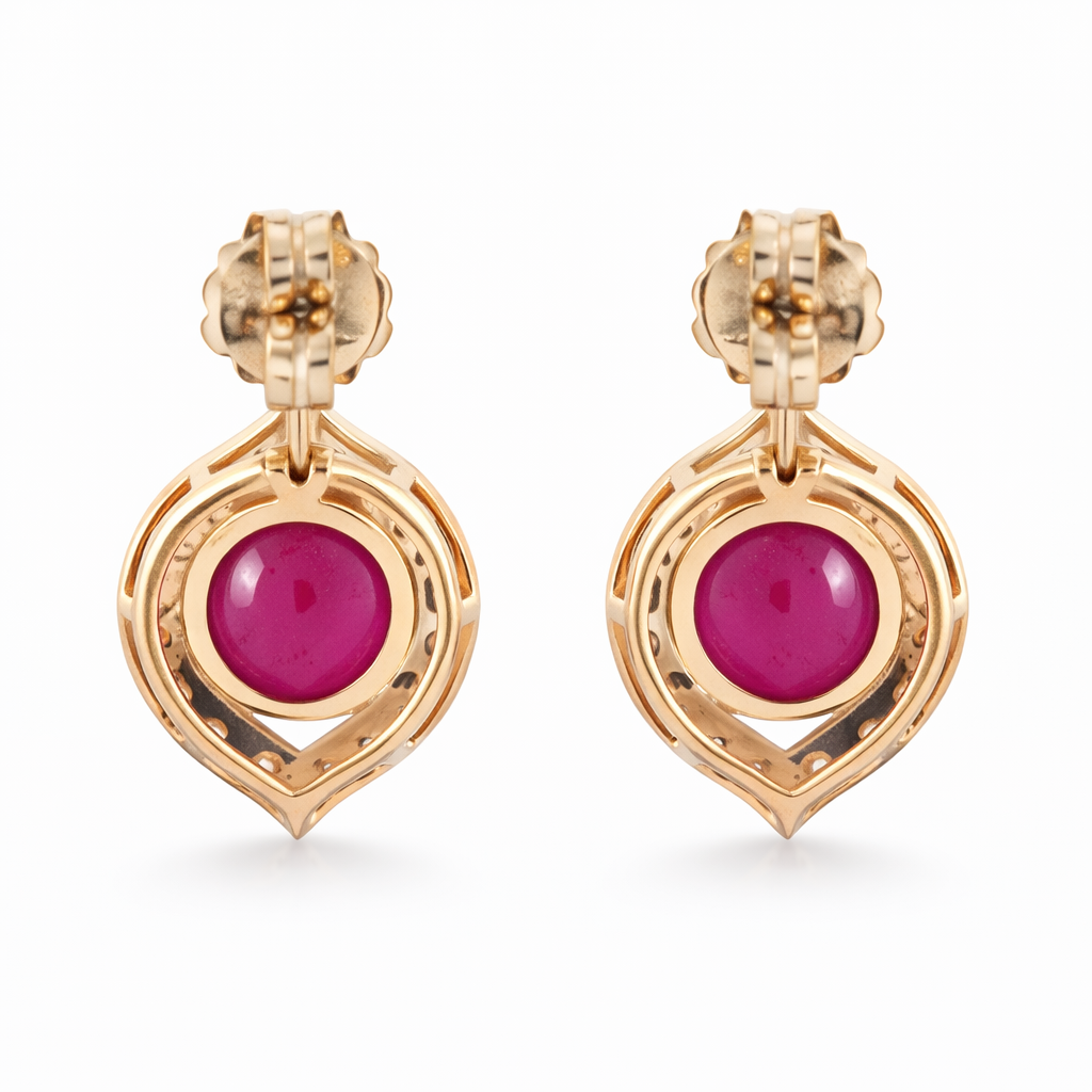 2.91 Ct Round Ruby 9K Gold Earrings