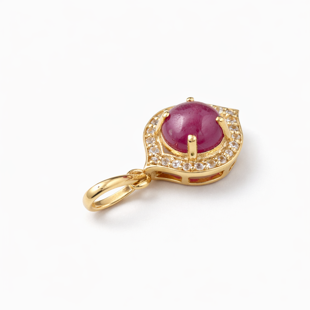 1.18 Ct Round Ruby 9K Gold Pendant