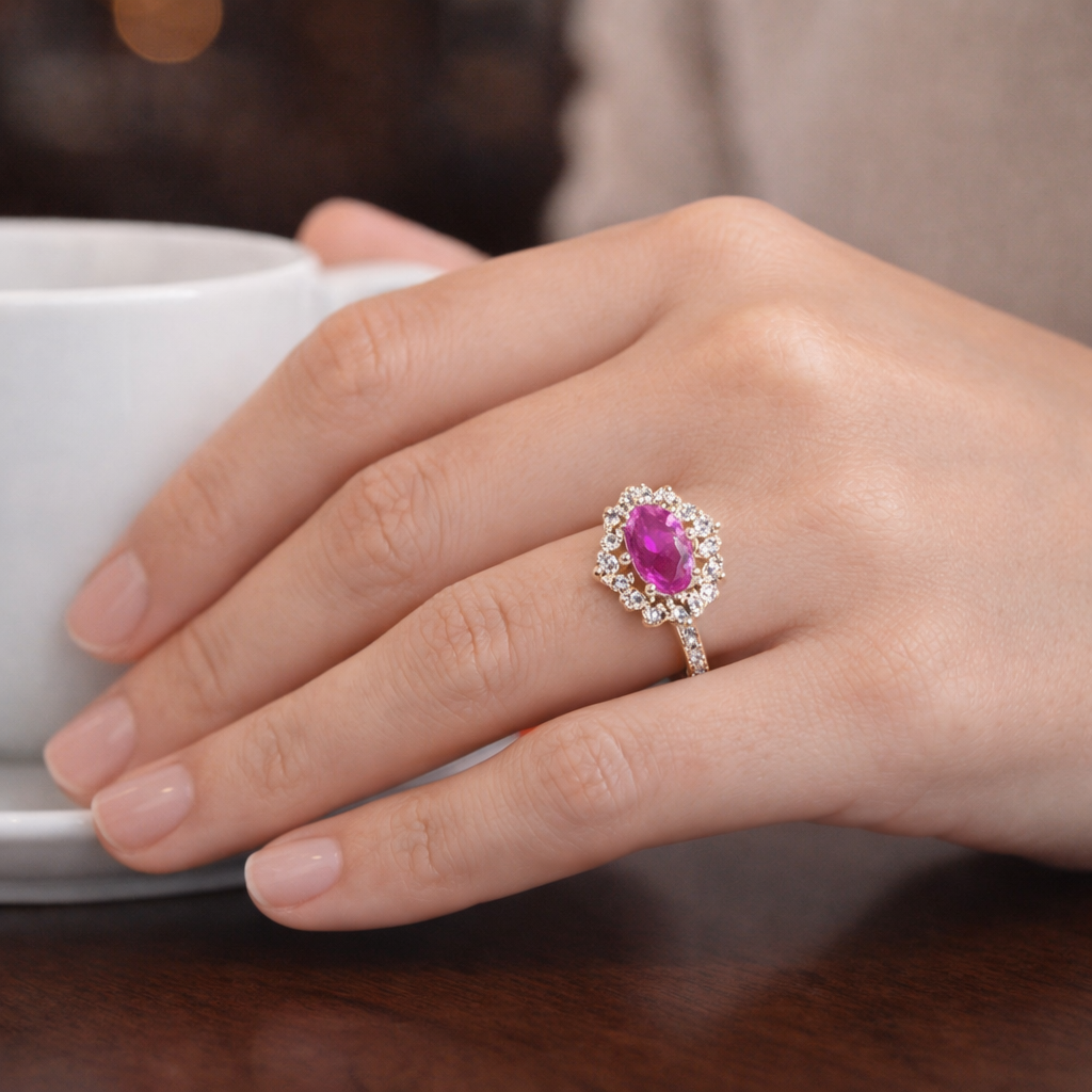2.58 Ct Oval Ruby 9K Gold Ring