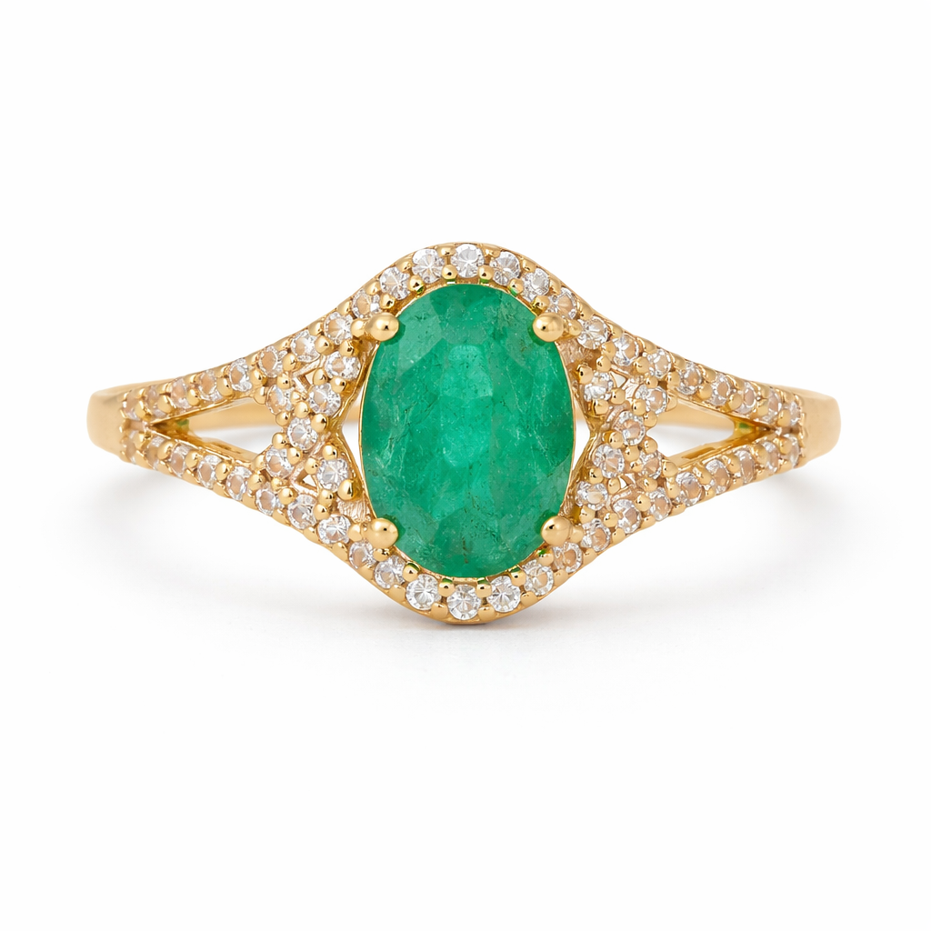 1.50 Ct Oval Emerald 9K Gold Ring