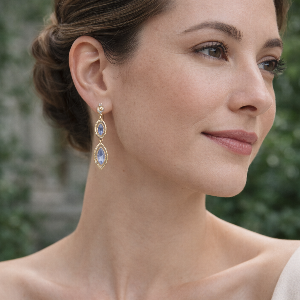 2.34 Ct Marquise Tanzanite 9K Gold Earrings