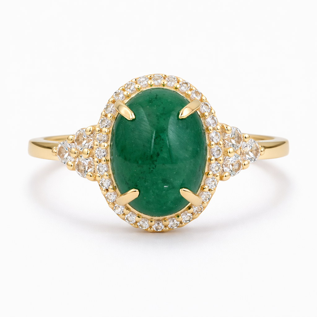 3.06 Ct Oval Emerald 9K Gold Ring