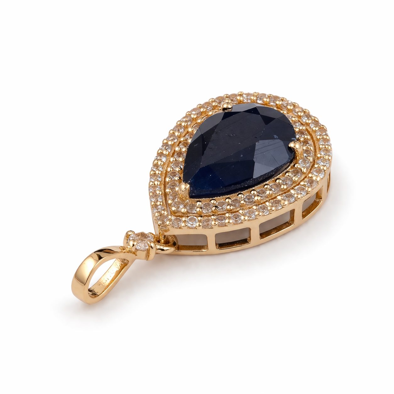 3.35 Ct Pear Sapphire 9K Gold Pendant