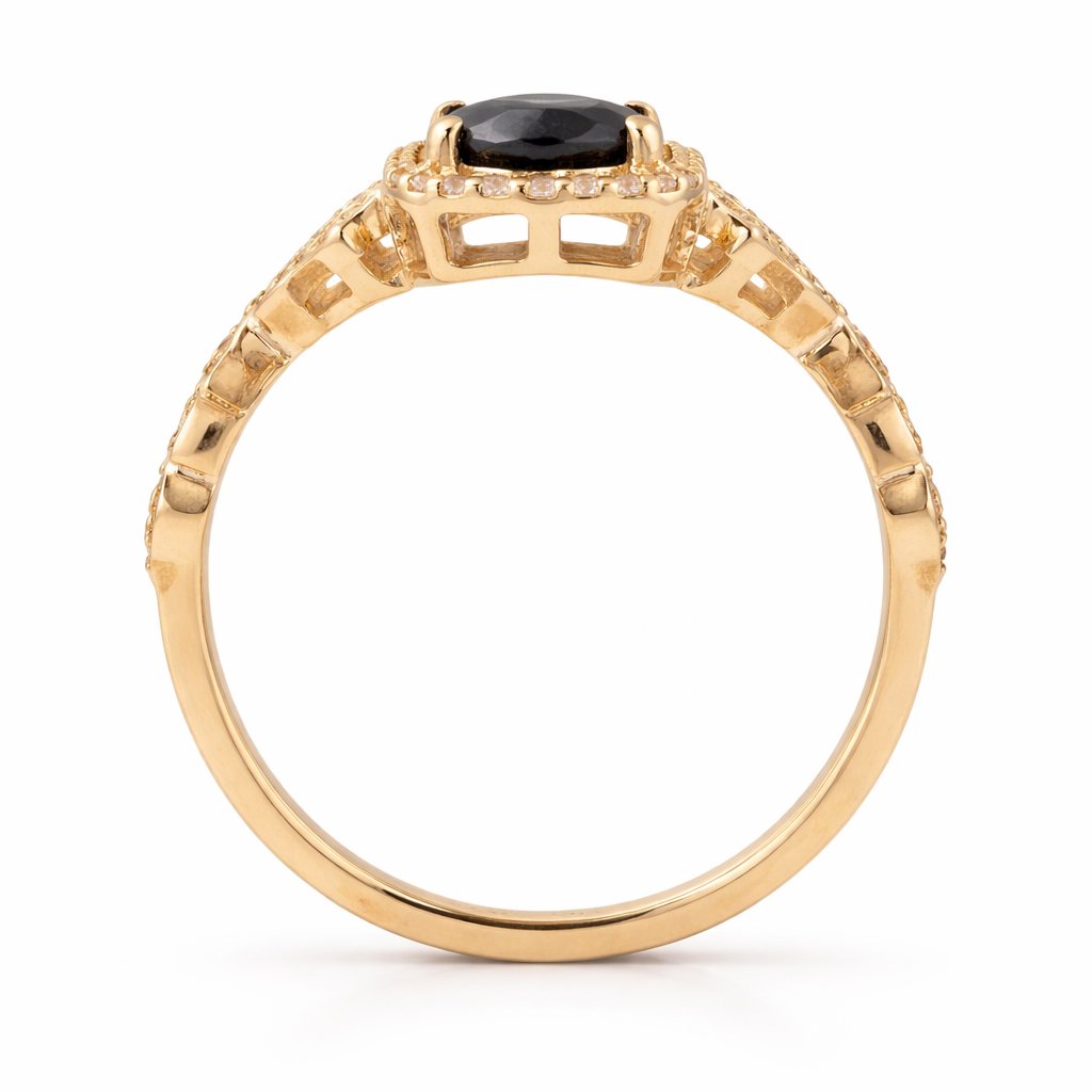 1.21 Ct Oval Blue Sapphire 9K Gold Ring