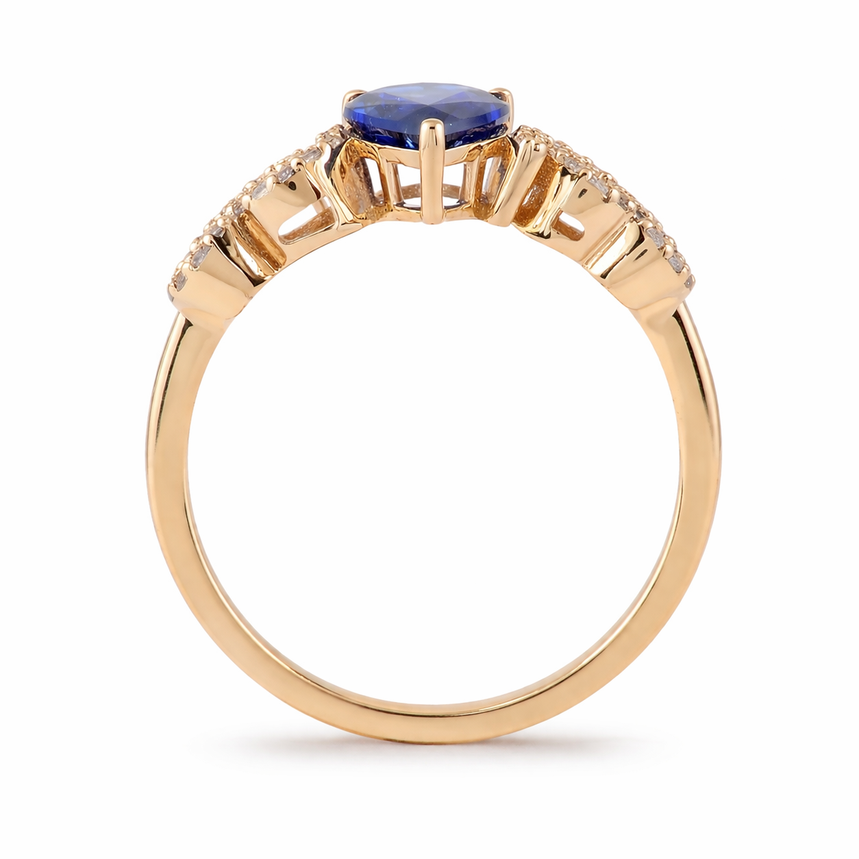 1.32 Ct Pear Sapphire 9K Gold Ring