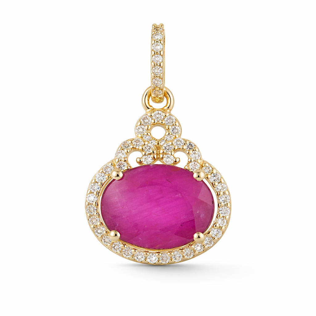 2.81 Ct Oval Ruby 9K Gold Pendant
