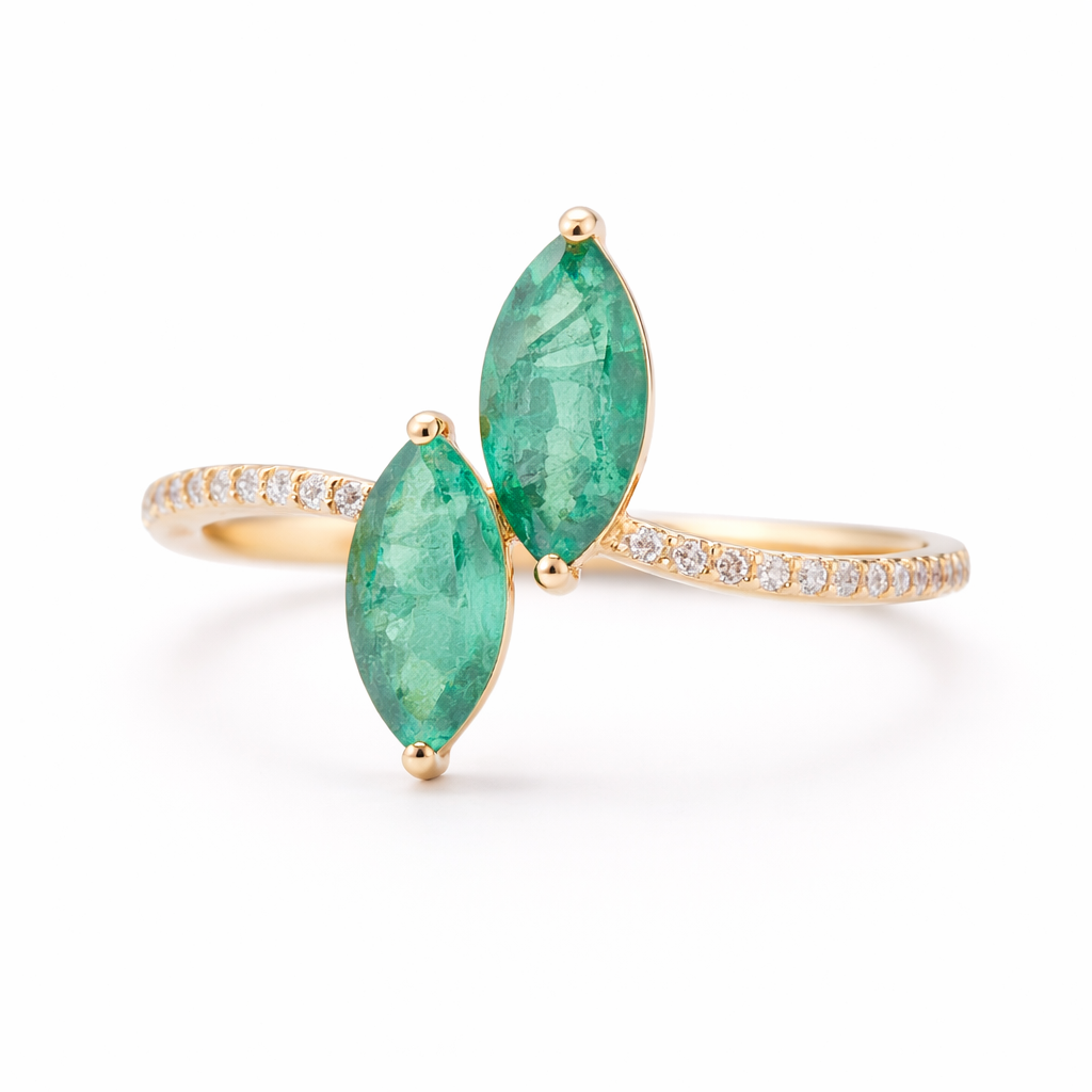 1.08 Ct Marquise Emerald 9K Gold Ring