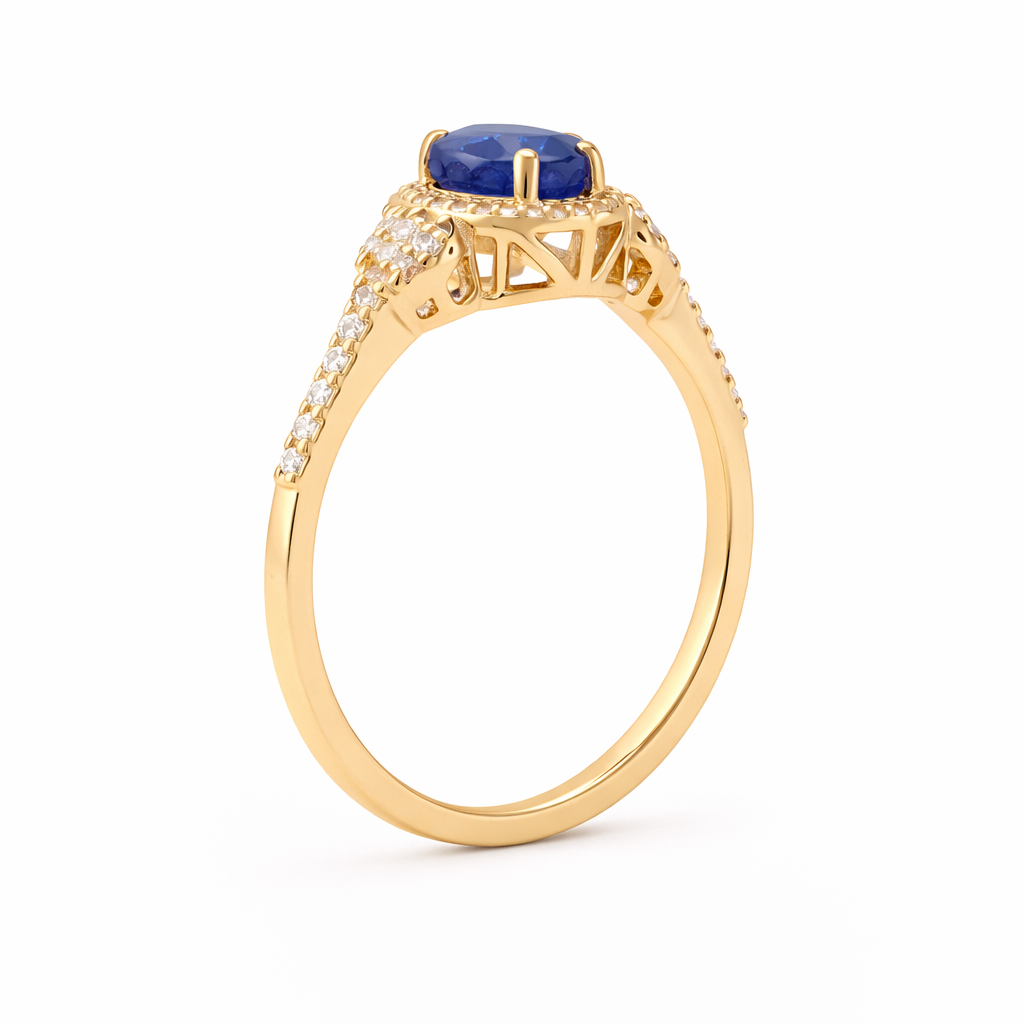 1.80 Ct Oval Sapphire 9K Gold Ring