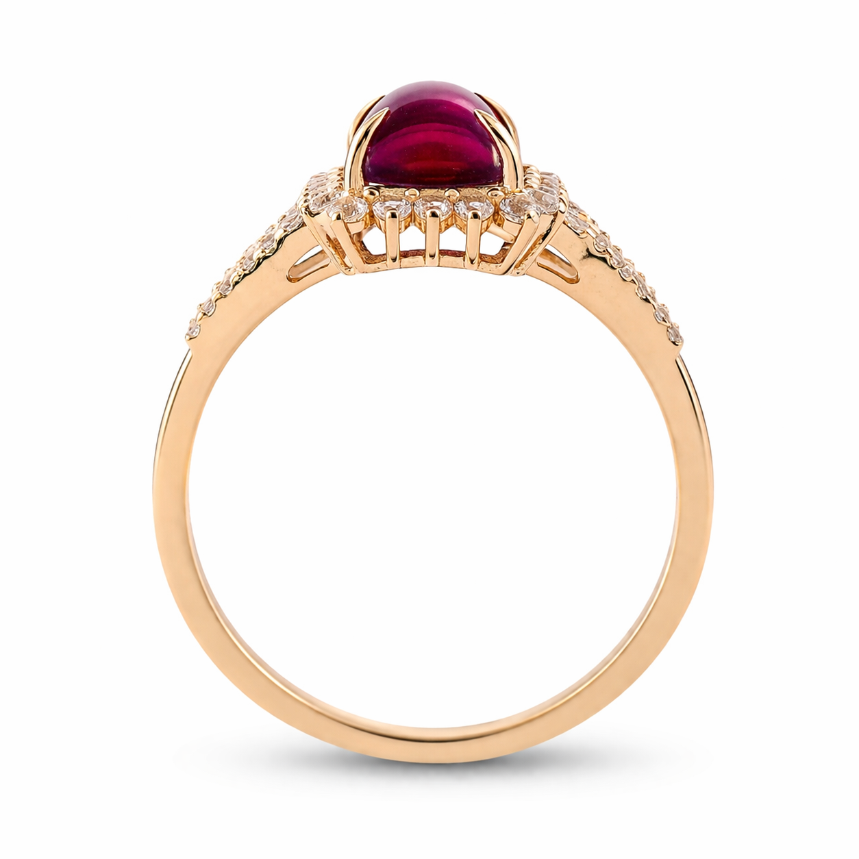 3.10 Ct Octagon Ruby 9K Gold Ring