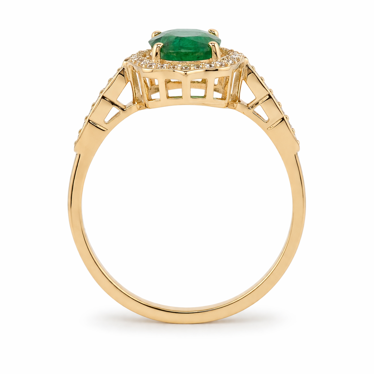 1.29 Ct Oval Emerald 9K Gold Ring