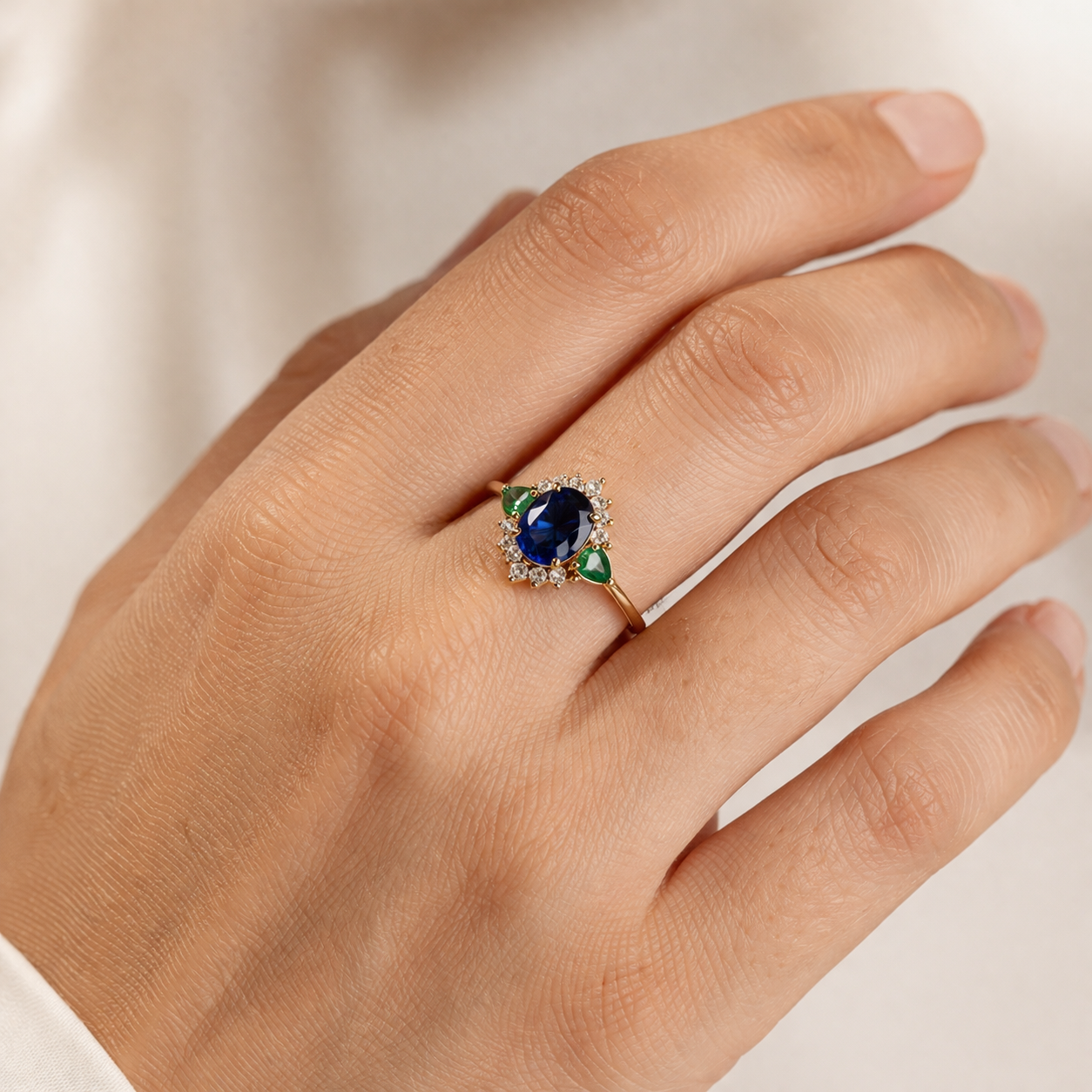 1.30 Ct Oval Sapphire 9K Gold Ring