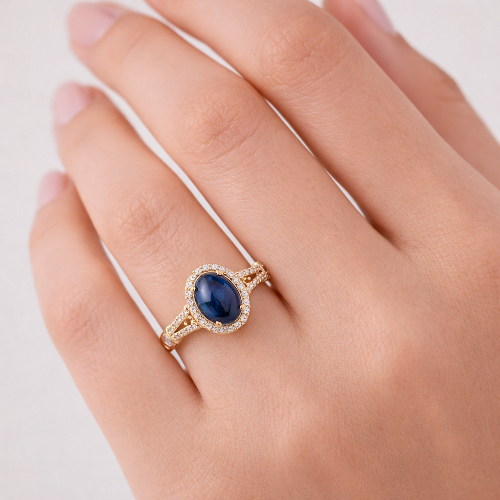 1.81 Ct Oval Sapphire 9K Gold Ring