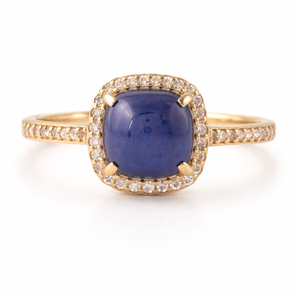 2.82 Ct Cushion Sapphire 9K Gold Ring