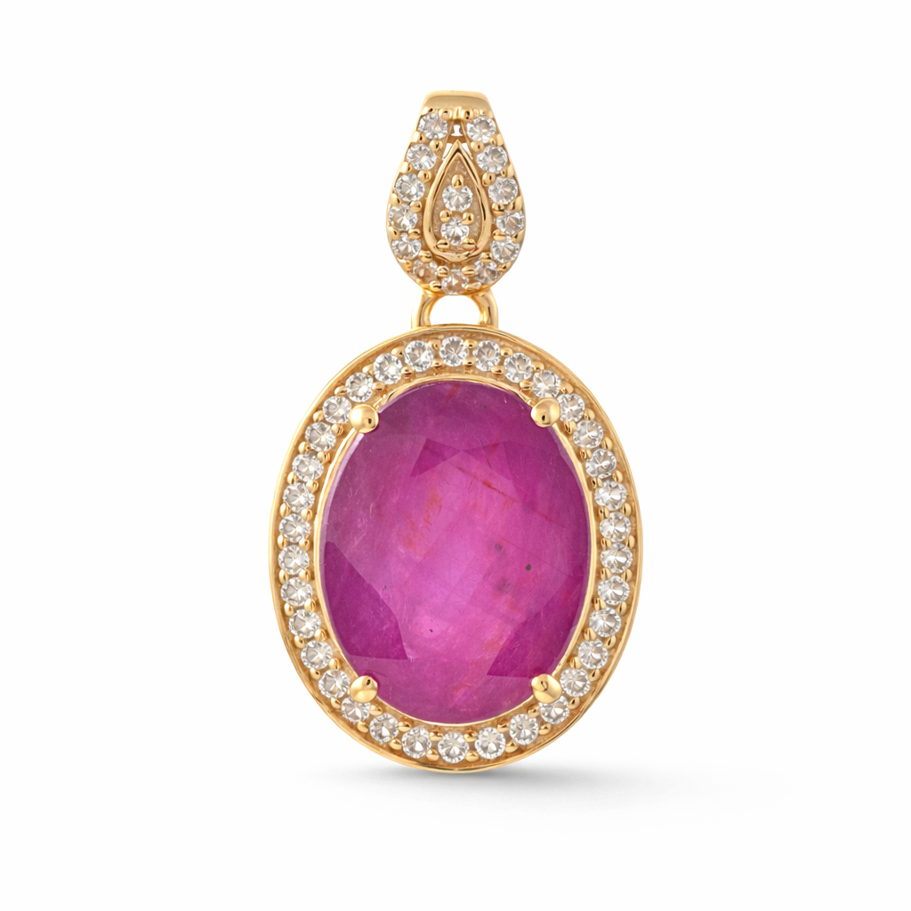 2.95 Ct Oval Ruby 9K Gold Pendant
