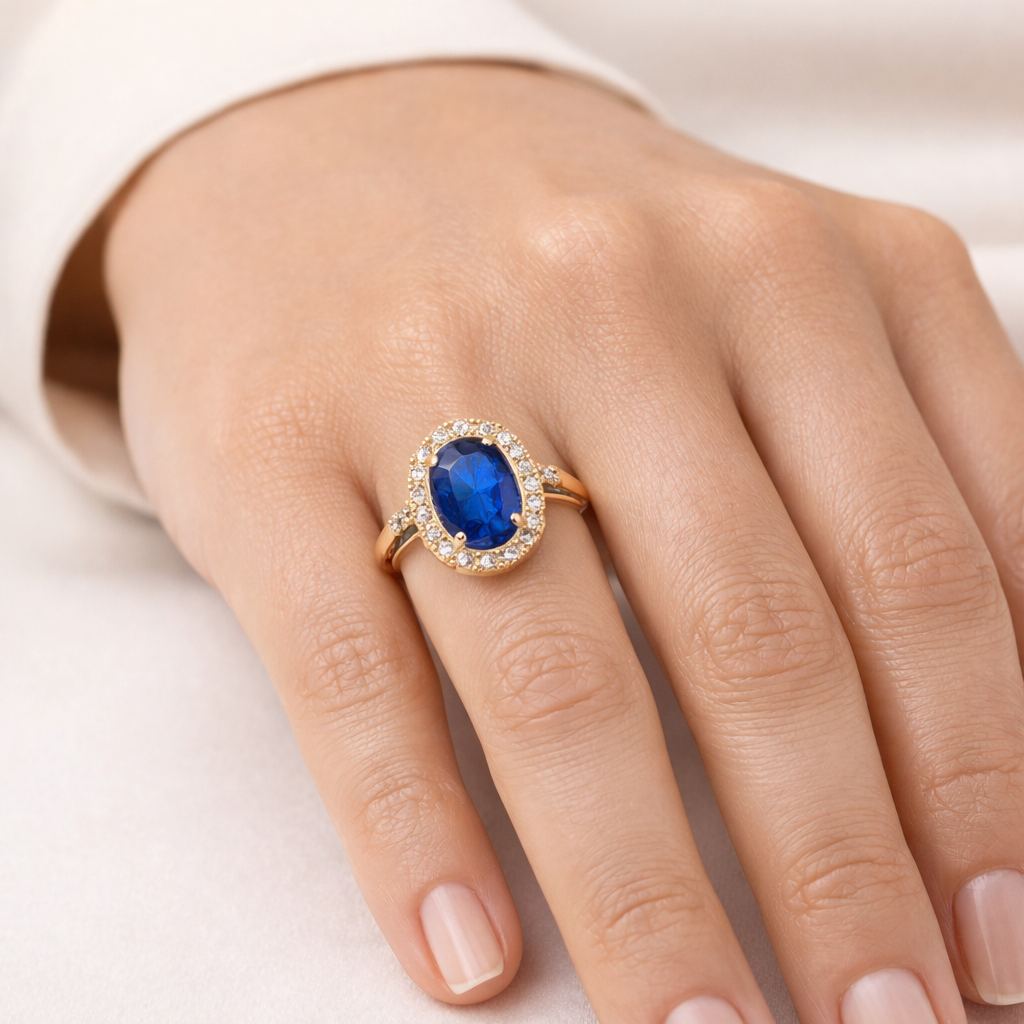 1.98 Ct Oval Sapphire 9K Gold Ring