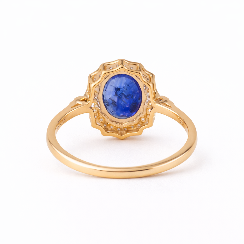 1.98 Ct Oval Sapphire 9K Gold Ring