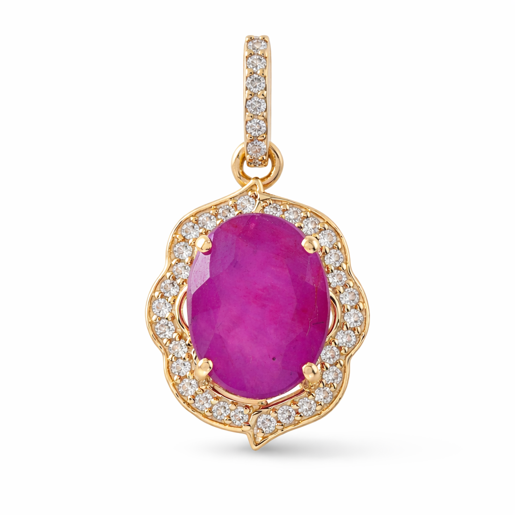 2.69 Ct Oval Ruby 9K Gold Pendant