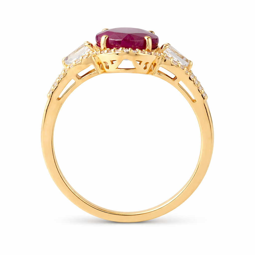 4.01 Ct Oval Ruby 9K Gold Ring