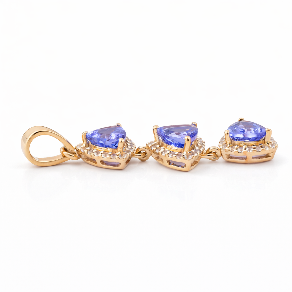 1.59 Ct Trillion Tanzanite 9K Gold Pendant