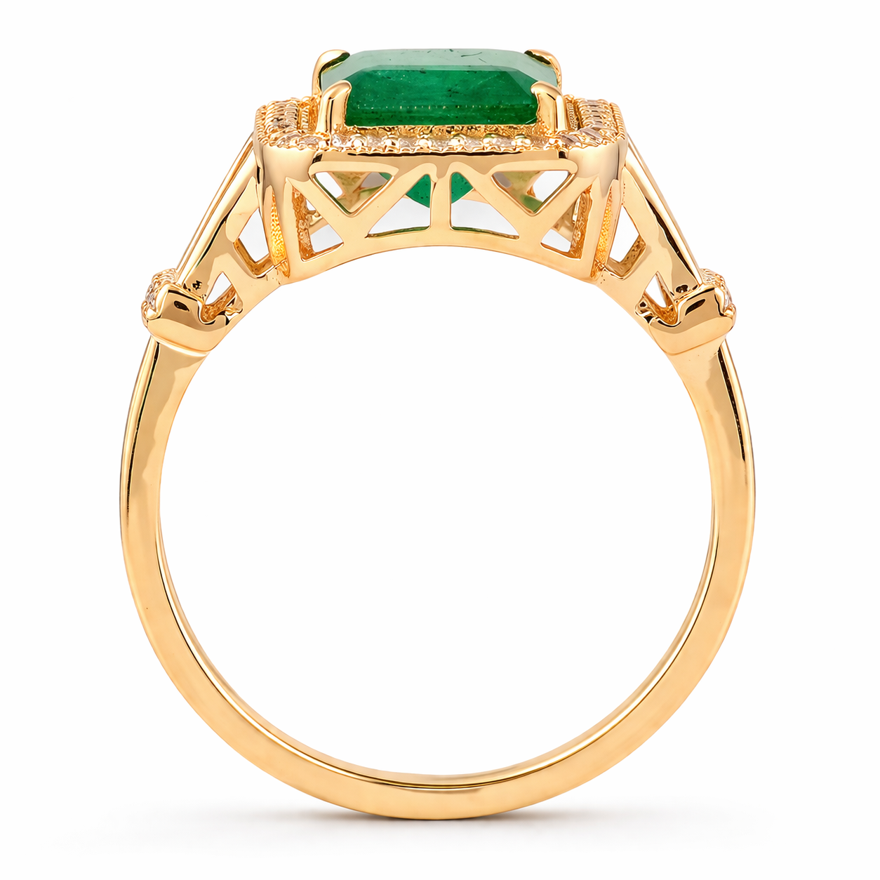 2.17 Ct Octagon Emerald 9K Gold Ring