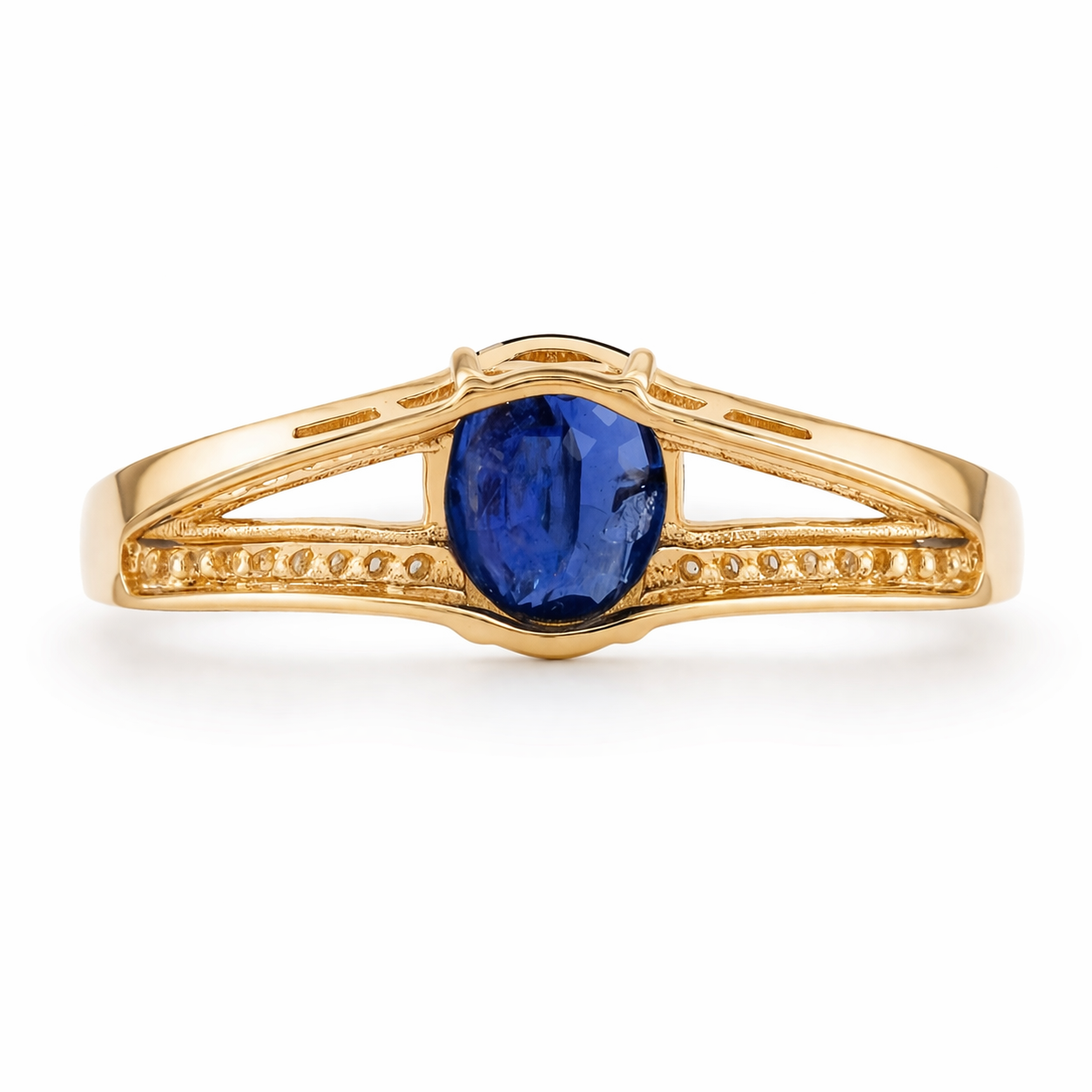 1.32 Ct Oval Sapphire 9K Gold Ring